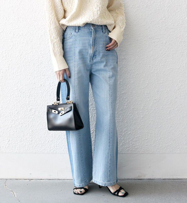SHIPS any「SHIPS any:〈洗濯機可能〉サイドライン ストレート ワイド デニム パンツ［SHIPS any DENIM］」|デニム|