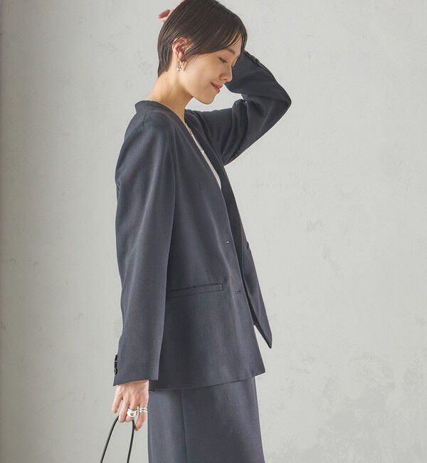 SHIPS for women「〈手洗い可能〉Asami 麻調合繊 カラーレス ジャケット」|ノーカラージャケット|