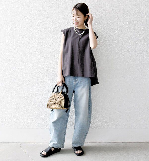 SHIPS any「SHIPS any:〈接触冷感/汗染み防止加工/洗濯機可能〉Aライン フレンチスリーブ TEE」|Tシャツ・カットソー|