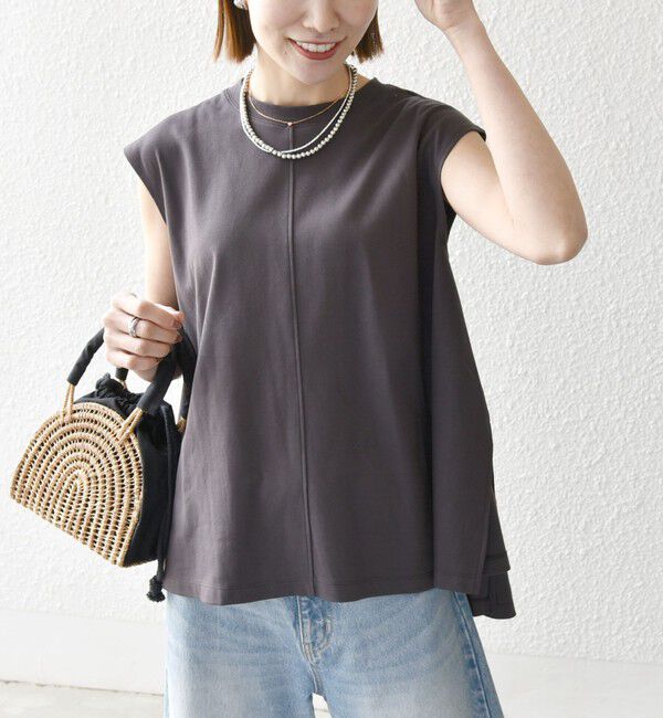 SHIPS any「SHIPS any:〈接触冷感/汗染み防止加工/洗濯機可能〉Aライン フレンチスリーブ TEE」|Tシャツ・カットソー|