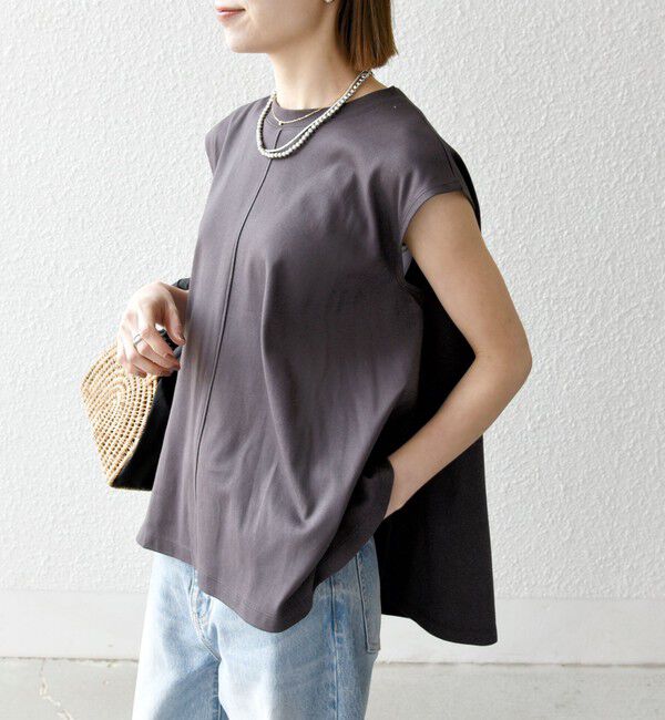 SHIPS any「SHIPS any:〈接触冷感/汗染み防止加工/洗濯機可能〉Aライン フレンチスリーブ TEE」|Tシャツ・カットソー|