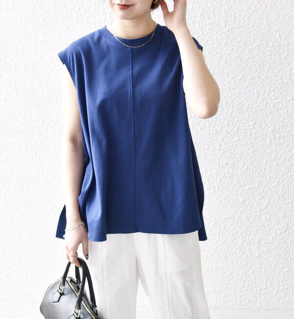 SHIPS any「SHIPS any:〈接触冷感/汗染み防止加工/洗濯機可能〉Aライン フレンチスリーブ TEE」|Tシャツ・カットソー|