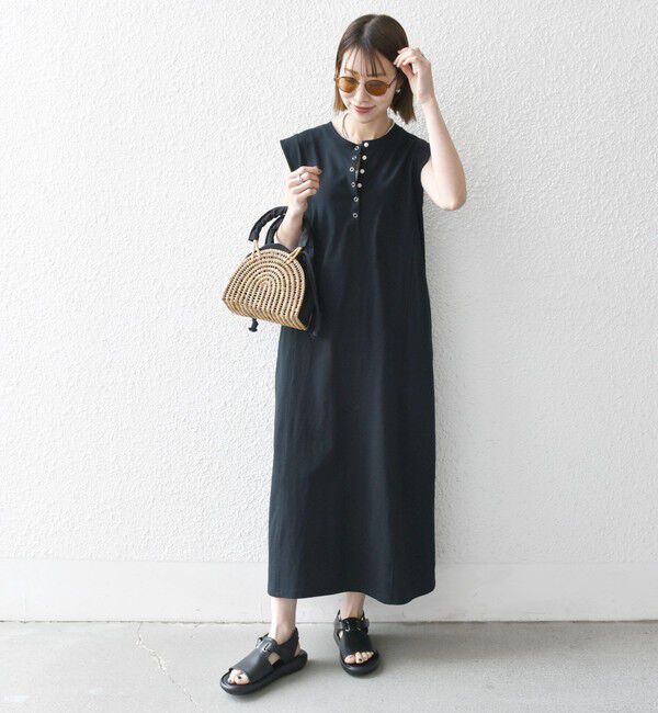 SHIPS any「SHIPS any:〈洗濯機可能〉USAコットン ヘンリーネック Aライン ワンピース」|ワンピース|