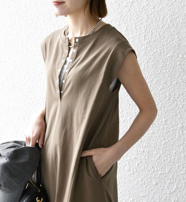 SHIPS any「SHIPS any:〈洗濯機可能〉USAコットン ヘンリーネック Aライン ワンピース」|ワンピース|