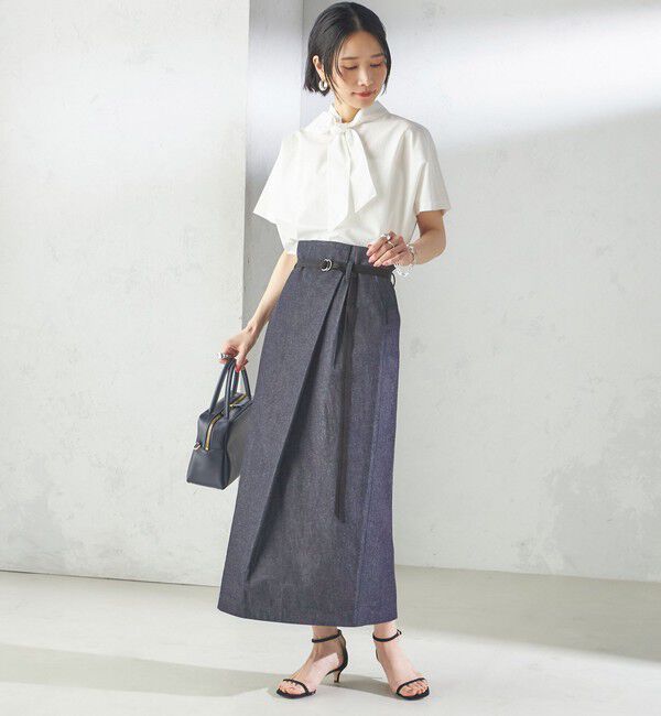 SHIPS for women「【SHIPS別注】Nell:〈手洗い可能〉デニム タック スカート」|スカート|