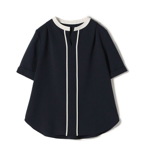 SHIPS for women「〈手洗い可能〉パイピング キーネック 半袖 ブラウス」|シャツ・ブラウス|