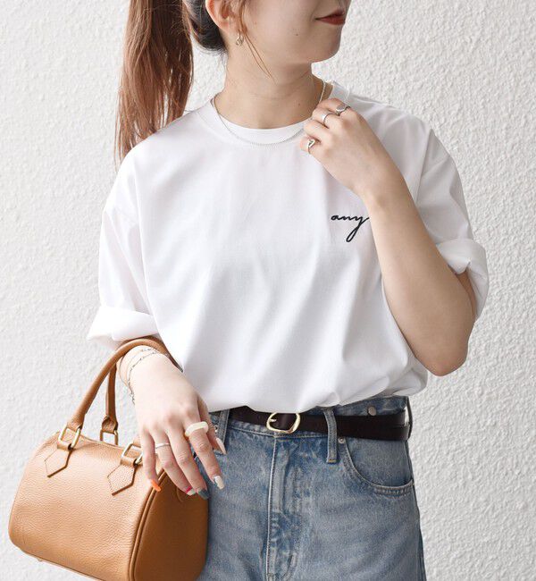 SHIPS any「SHIPS any:〈撥水加工〉Teflon EcoElite(TM) 刺繍 バックプリント ロゴ Tシャツ◇」|Tシャツ・カットソー|ライトホワイト
