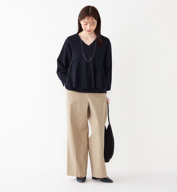 SHIPS Colors 「SHIPS Colors:〈手洗い可能〉ミラノリブ Vネック ペプラム トップス」|Tシャツ・カットソー|