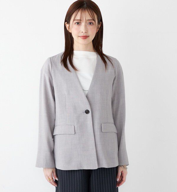 SHIPS Colors 「SHIPS Colors:〈手洗い可能〉リネンライク 1B ジャケット」|ノーカラージャケット|