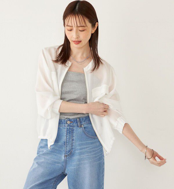 SHIPS Colors 「SHIPS Colors:〈手洗い可能〉メッシュ ノーカラー ジップ ブルゾン◇」|ブルゾン・スタジャン|