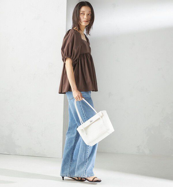 SHIPS for women「〈手洗い可能〉ストレッチ タフタ ウエスト ギャザー ブラウス」|シャツ・ブラウス|