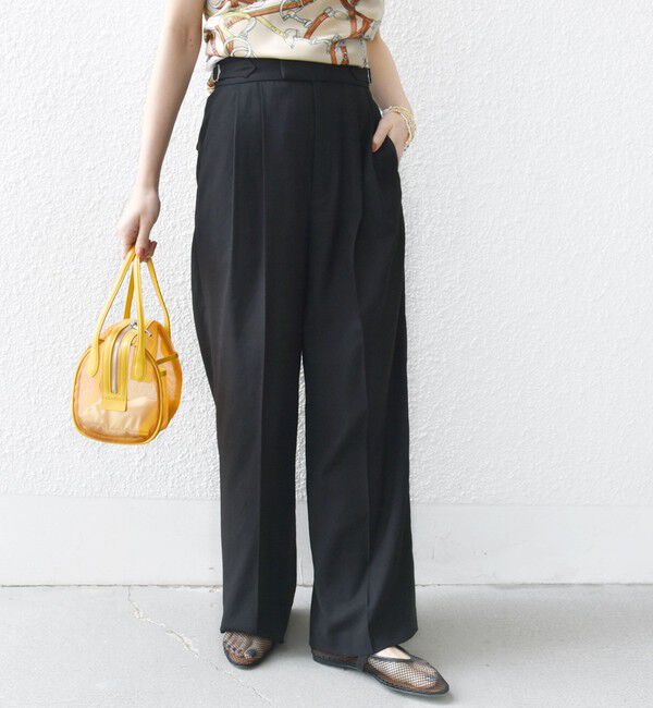 SHIPS for women「〈手洗い可能〉麻調 合繊 2タック ワイド パンツ 2」|その他|