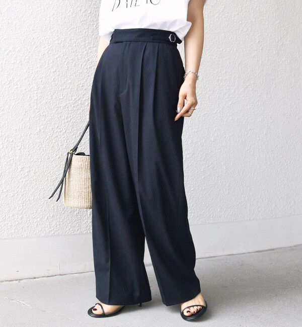 SHIPS for women「〈手洗い可能〉麻調 合繊 2タック ワイド パンツ 2」|その他|