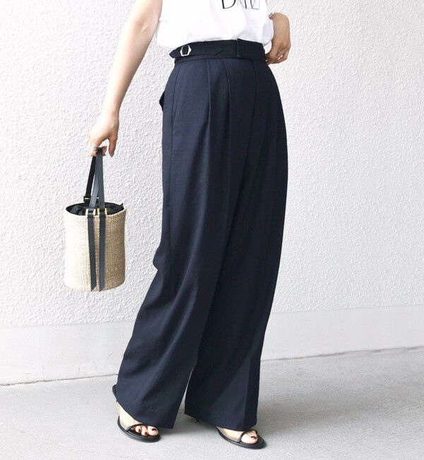SHIPS for women「〈手洗い可能〉麻調 合繊 2タック ワイド パンツ 2」|その他|