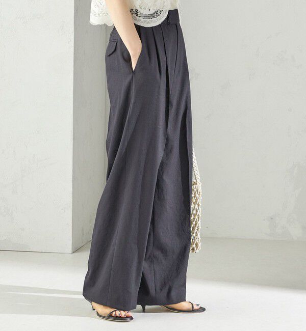 SHIPS for women「〈手洗い可能〉麻調 合繊 2タック ワイド パンツ 2」|その他|