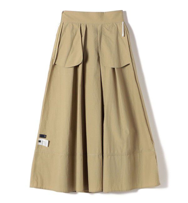 SHIPS Colors 「SHIPS Colors:〈洗濯機可能〉ナイロン ワッシャー タック スカート 2」|フレア|