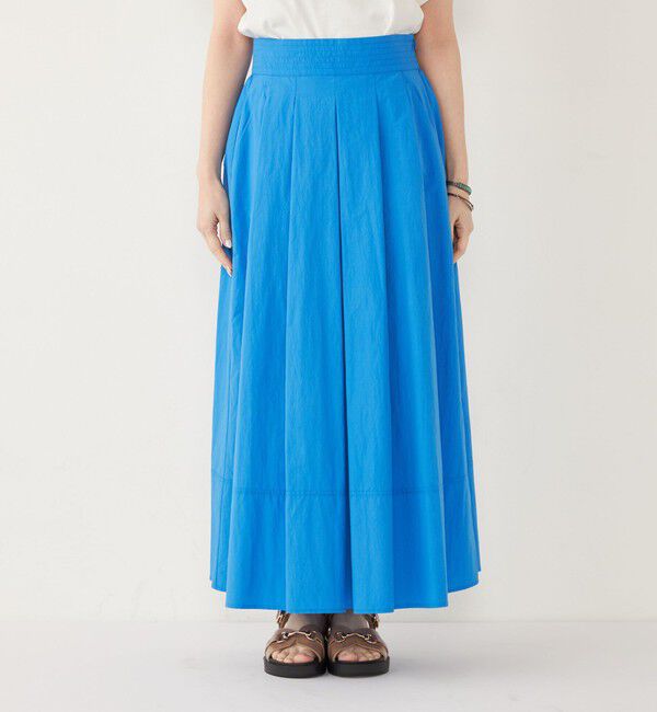 SHIPS Colors 「SHIPS Colors:〈洗濯機可能〉ナイロン ワッシャー タック スカート 2」|フレア|