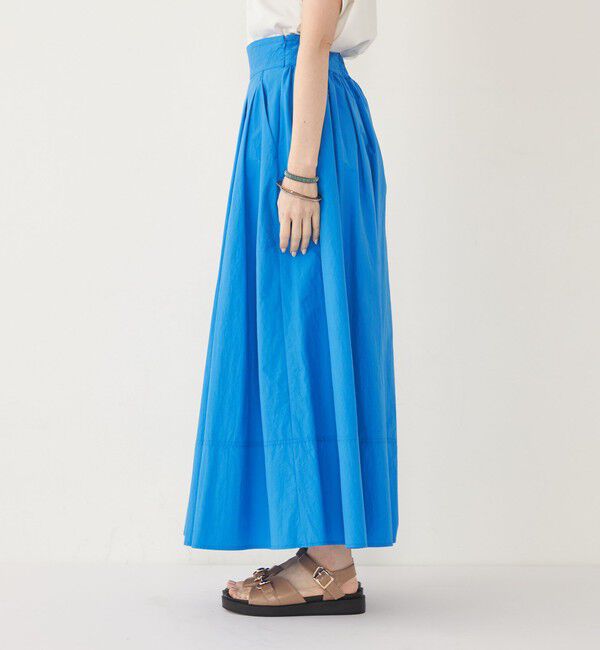 SHIPS Colors 「SHIPS Colors:〈洗濯機可能〉ナイロン ワッシャー タック スカート 2」|フレア|