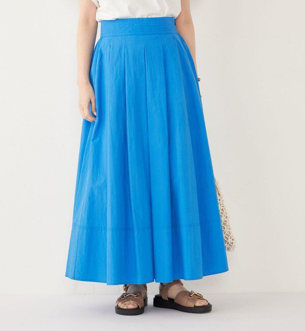 SHIPS Colors 「SHIPS Colors:〈洗濯機可能〉ナイロン ワッシャー タック スカート 2」|フレア|