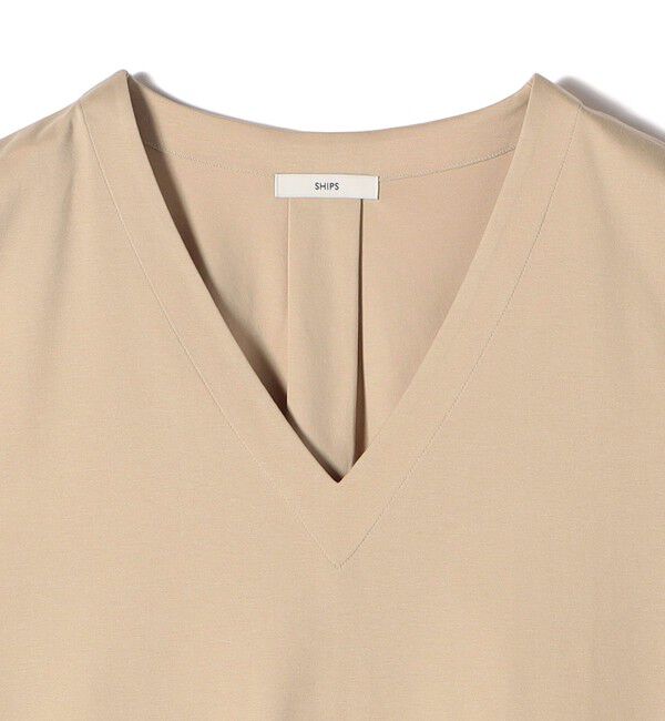 SHIPS for women「〈手洗い可能〉スムース Vネック フレンチ スリーブ」|タンクトップ|