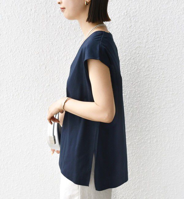 SHIPS for women「〈手洗い可能〉スムース Vネック フレンチ スリーブ」|タンクトップ|