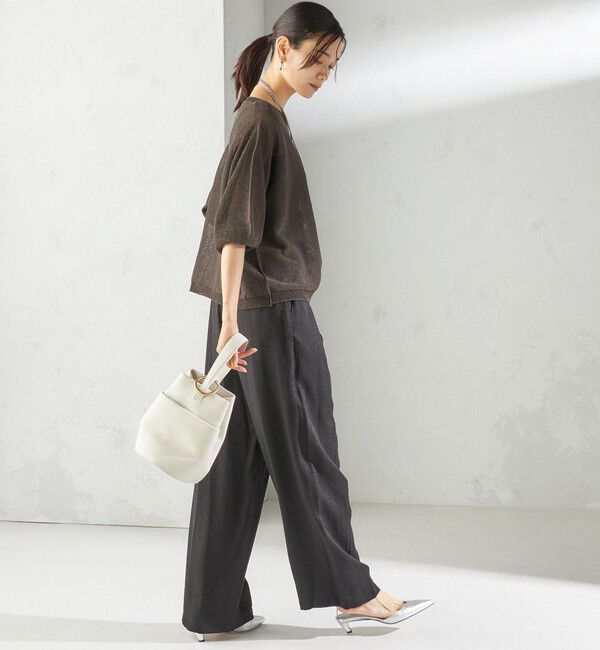 SHIPS for women「〈手洗い可能〉ペーパー パフ スリーブ 半袖 ニット」|ニット・セーター|