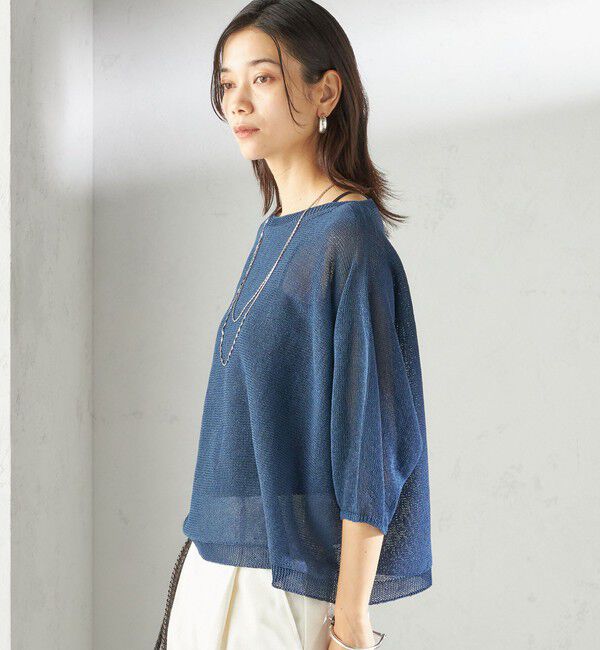 SHIPS for women「〈手洗い可能〉ペーパー パフ スリーブ 半袖 ニット」|ニット・セーター|