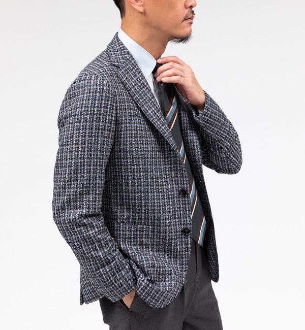 SHIPS「TAGLIATORE: ウール メランジ ハウンドトゥース ジャケット」|テーラードジャケット|コバルトブルー