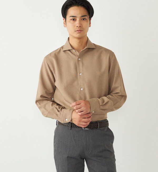 SHIPS Colors 「SHIPS Colors:〈洗濯機可能〉ノーアイロン ワイドカラー シャツ」|シャツ・ブラウス|ベージュ
