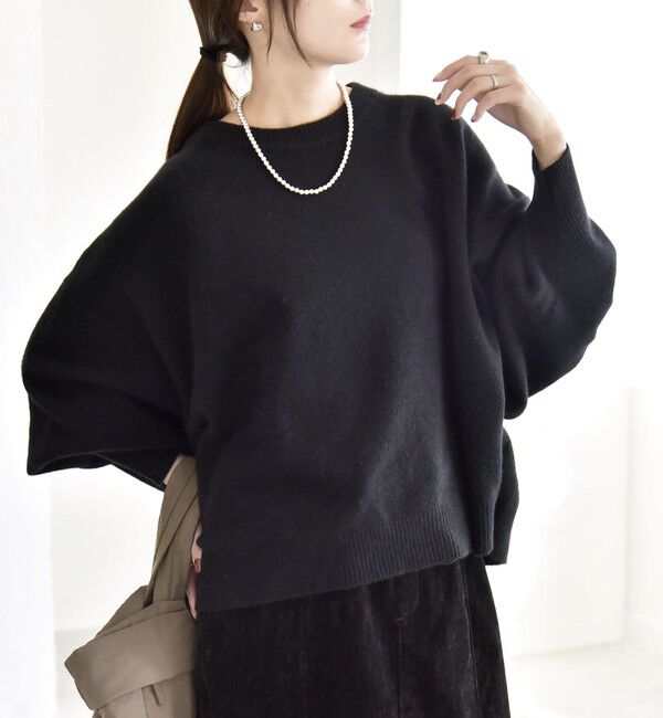 quaranciel「《一部追加予約》quaranciel:〈手洗い可能〉AQUA カシミヤ ミックス ドルマン ニット 25AW」|ニット・セーター|