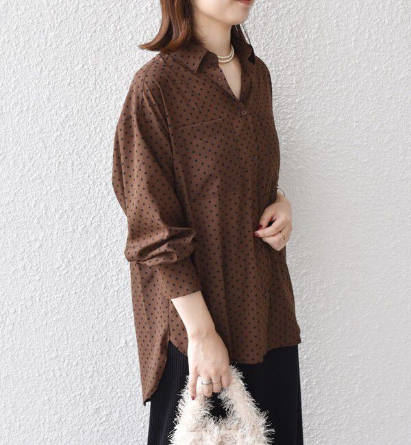 SHIPS Colors 「SHIPS Colors:〈手洗い可能〉シアー ドット シャツ」|シャツ・ブラウス|ブラウン