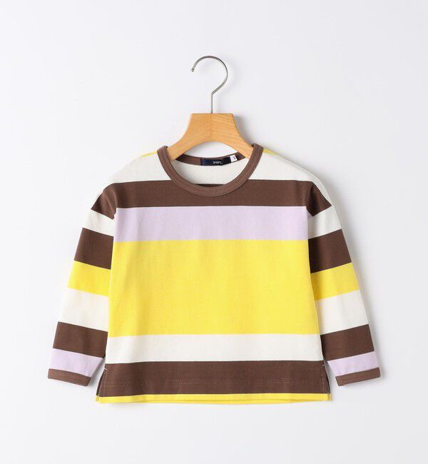 SHIPS KIDS「SHIPS KIDS:85～95cm/ マルチ ボーダー ロングスリーブ Tシャツ」|Tシャツ・カットソー|イエロー