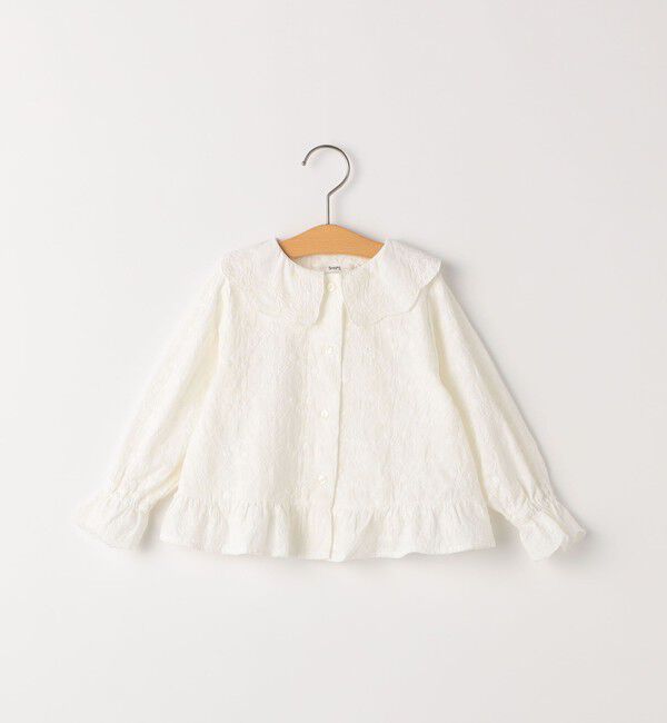 SHIPS KIDS「SHIPS KIDS:80～90cm /刺繍 フリルカラー ブラウス」|シャツ・ブラウス|ナチュラル