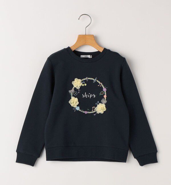 SHIPS KIDS「SHIPS KIDS:140～150cm /ミュージック フラワー スウェット」|スウェット・ジャージ|ネイビー