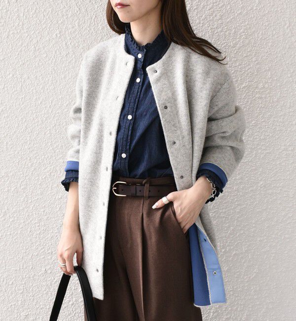 SHIPS Colors 「SHIPS Colors:〈手洗い可能〉チャイニーズラクーン 接結 ミディアムカーディガン◇」|カーディガン|グレー