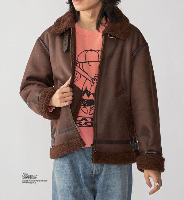 SHIPS「BENCH MARKING SHIRTS: フェイク ムートン B3 ブルゾン」|その他|ブラウン