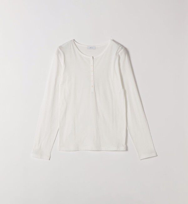 SHIPS any「《予約》SHIPS any:〈手洗い可能〉シアー コットン ヘンリーネック ロングスリーブ TEE」|Tシャツ・カットソー|