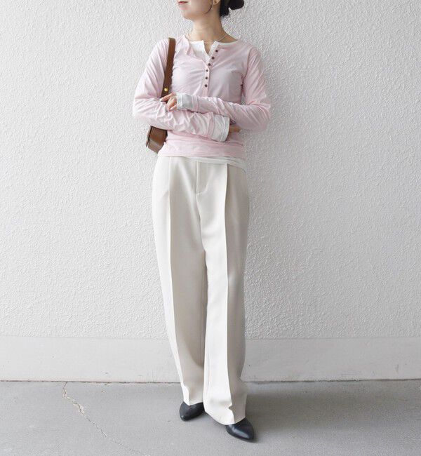 SHIPS any「《予約》SHIPS any:〈手洗い可能〉シアー コットン ヘンリーネック ロングスリーブ TEE」|Tシャツ・カットソー|