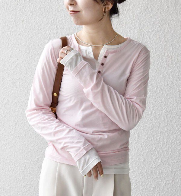 SHIPS any「《予約》SHIPS any:〈手洗い可能〉シアー コットン ヘンリーネック ロングスリーブ TEE」|Tシャツ・カットソー|