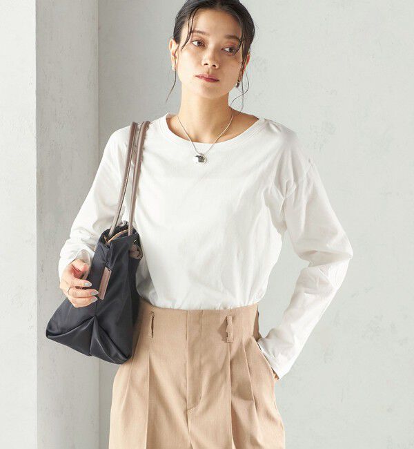 SHIPS for women「《予約》〈洗濯機可能〉オーガニックコットン ロング スリーブ TEE」|Tシャツ・カットソー|