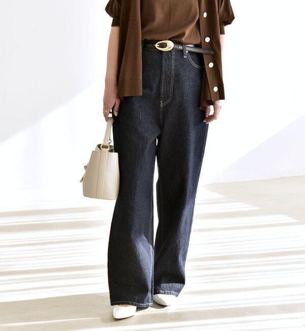 quaranciel「《予約》quaranciel:〈洗濯機可能〉ハイライズ ルーズ ワイド デニム パンツ」|デニム|