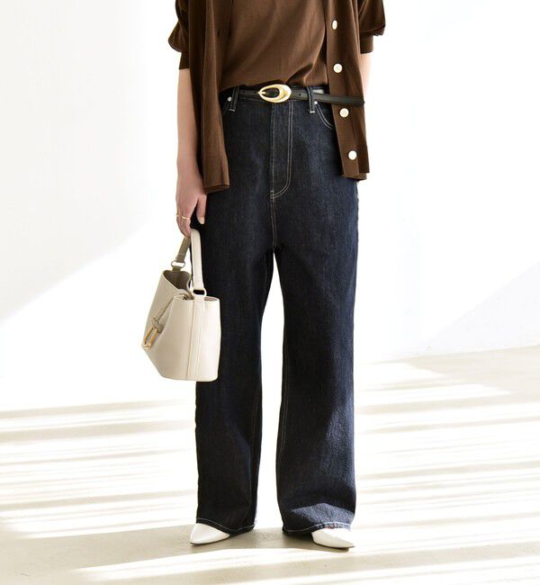 quaranciel「《予約》quaranciel:〈洗濯機可能〉ハイライズ ルーズ ワイド デニム パンツ」|デニム|