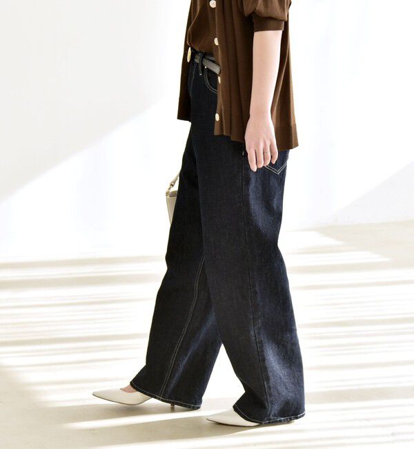 quaranciel「《予約》quaranciel:〈洗濯機可能〉ハイライズ ルーズ ワイド デニム パンツ」|デニム|