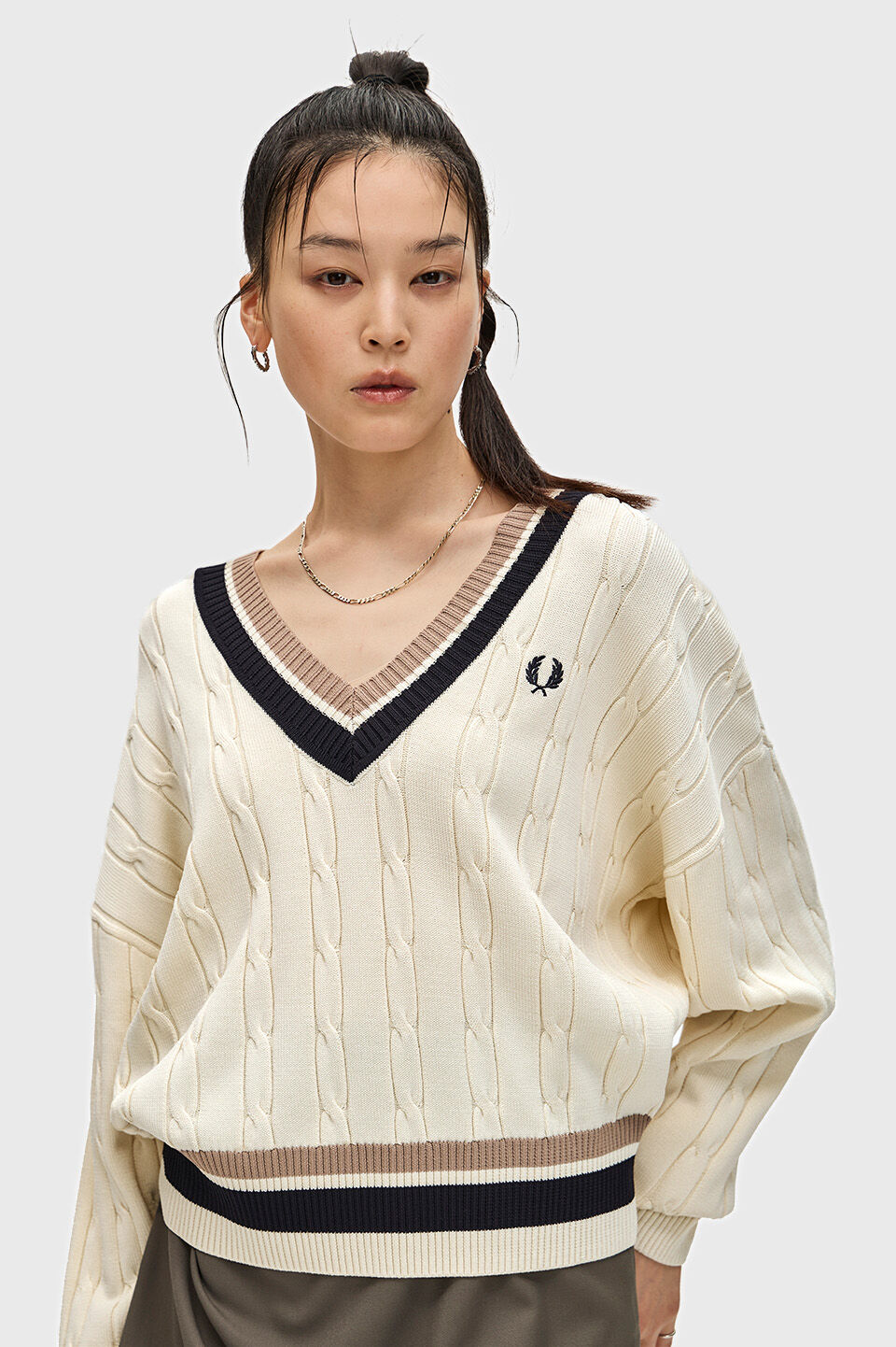 FRED PERRY 「Bold Tipped Cable Knit Jumper」|ニット・セーター|ECRU