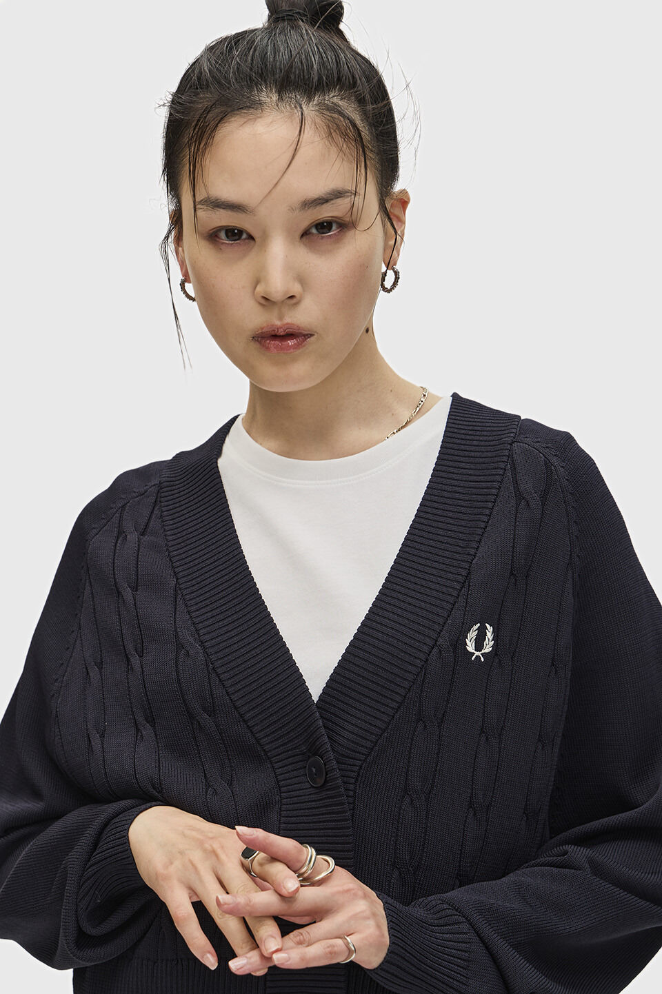 FRED PERRY 「Cable Knit Cardigan」|カーディガン|NAVY