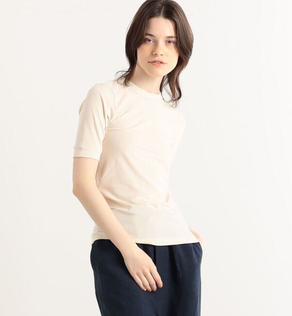 MACPHEE「トリアセテートポリエステルベロア ハーフスリーブプルオーバー」|Tシャツ・カットソー|