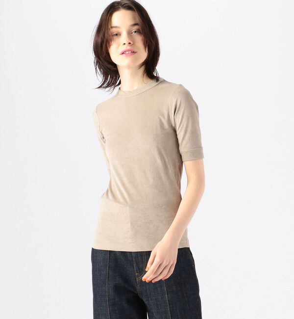 MACPHEE「トリアセテートポリエステルベロア ハーフスリーブプルオーバー」|Tシャツ・カットソー|