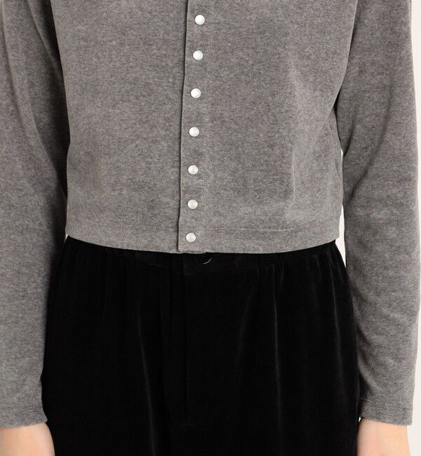 MACPHEE「コットンポリエステルベロア クルーネックカーディガン」|カーディガン|