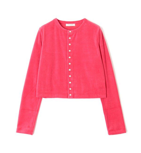 MACPHEE「コットンポリエステルベロア クルーネックカーディガン」|カーディガン|33 ピンク