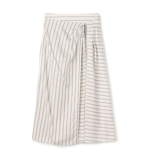 Ballsey「コットンキュプラストライプ ラップスカート」|フレア|14 グレー系